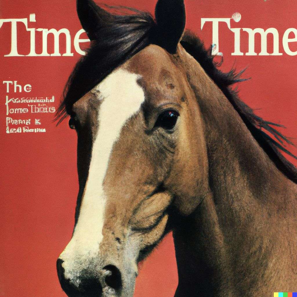 a horse, front cover of Time magazine, 1980